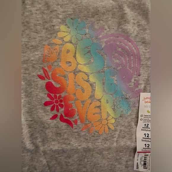 NWT Jumping Beans 12Months Best Sister Ever Rainbow Gray Onesie - Picture 2 of 5